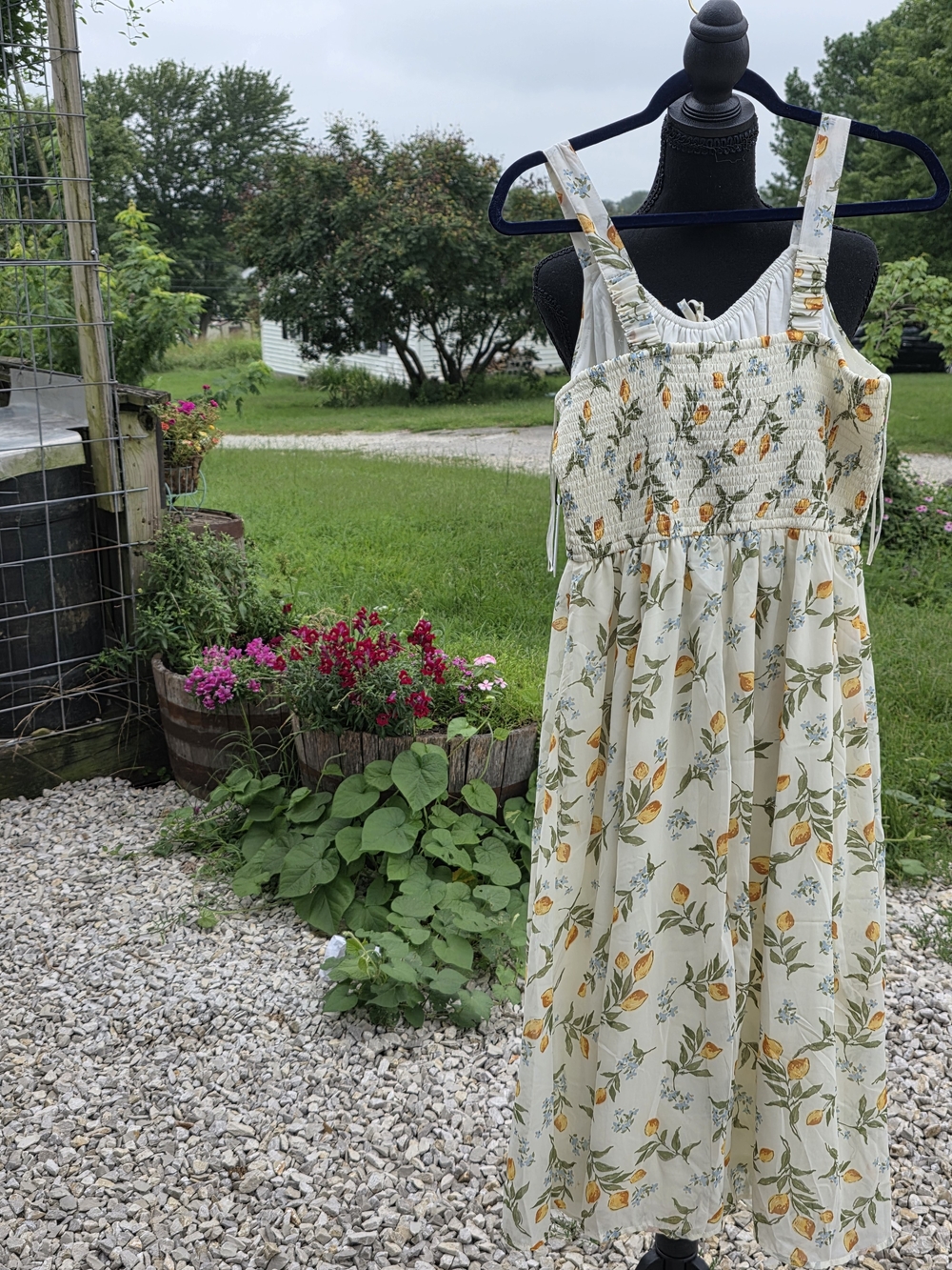 Japna Cream Maxi Dress with Yellow Floral Print